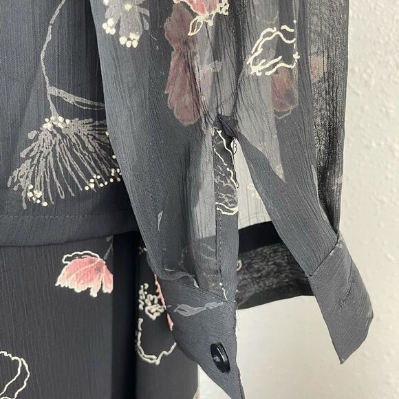 Pendleton Matching Black Floral Blouse & Skirt EUC - Picture 9 of 16